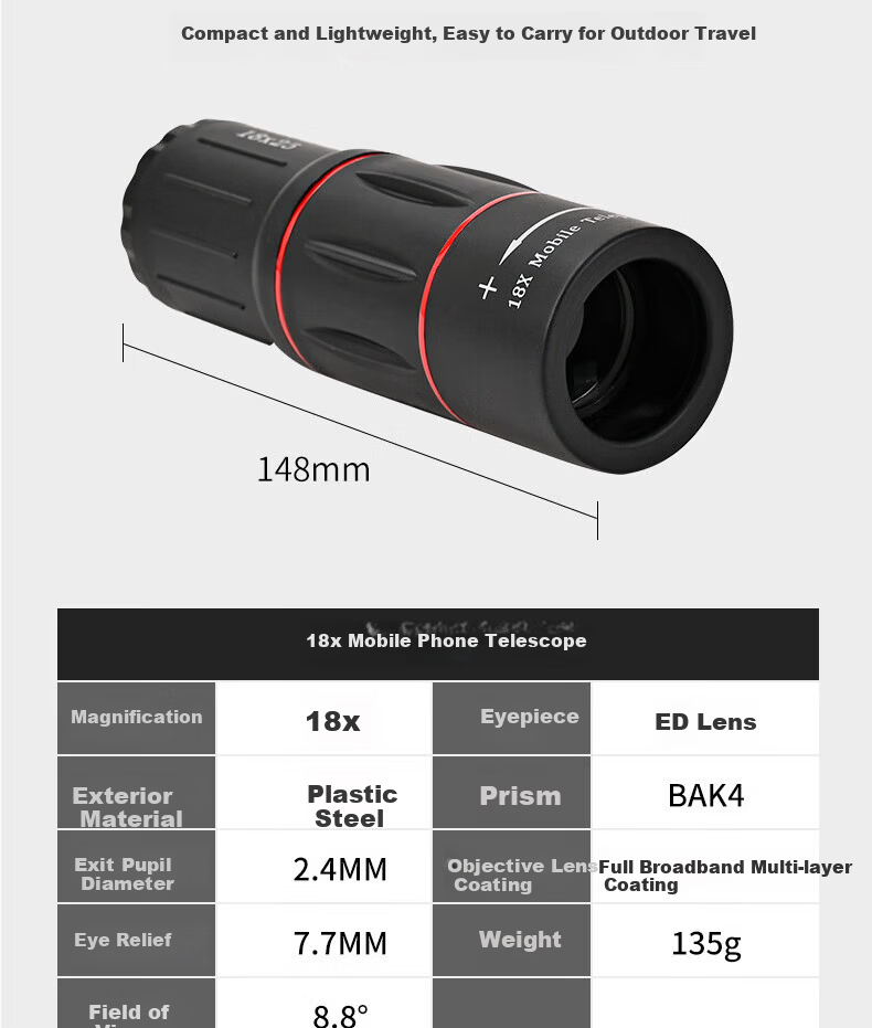 HUGE Mobile Telescope Concert Shooting Tool Long Focus HD Zoom External Camera Live Photo 13