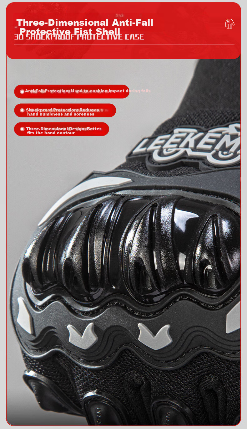 Chegui Mu Riding Motorcycle Gloves Windproof Anti-fall Motorbike Four Seasons Protective Full Finger Touchscreen XL 6