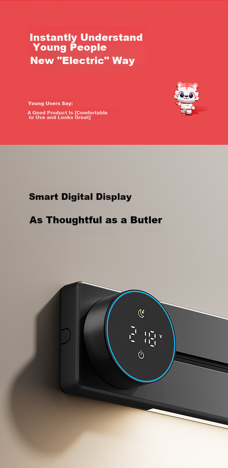 Guojidiangong Track Socket with Display Screen, Wall-Mounted Movable Power Strip, Smart Digital Display Timer Control, Kitchen Sideboard Slide Rail Surface-Mounted Extra-Long Track 100cm Black 5