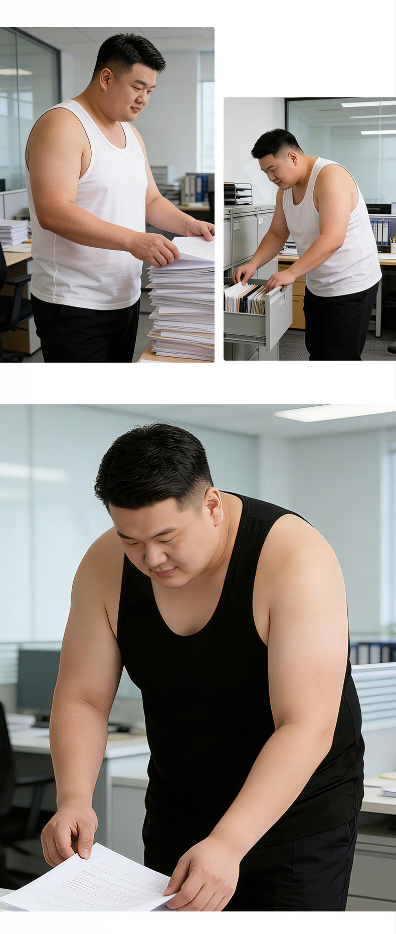 Hengyuanxiang [100% Pure Cotton Plus Size Tank Top] Men's Antibacterial, Oversized Undershirt, Camisole, Sleeveless Sports Vest 14