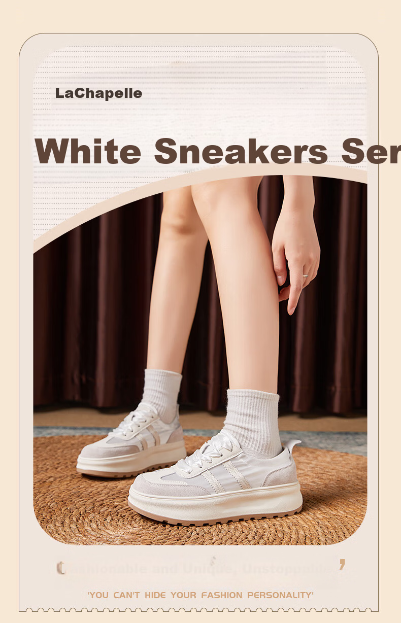 LA CHAPELLE Women's Casual Thick-Soled Sneakers Lightweight Trendy Soft Sole Shoes White 39 1