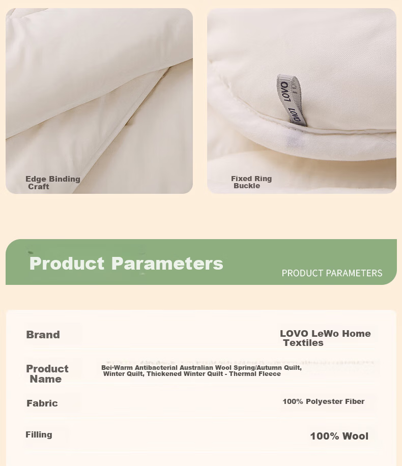 LOVO Luolai Home Textiles, 100% Australian Wool All-Season Comforter, 3.8 Jin (1.9 Kg), 200*230cm, Pink 12