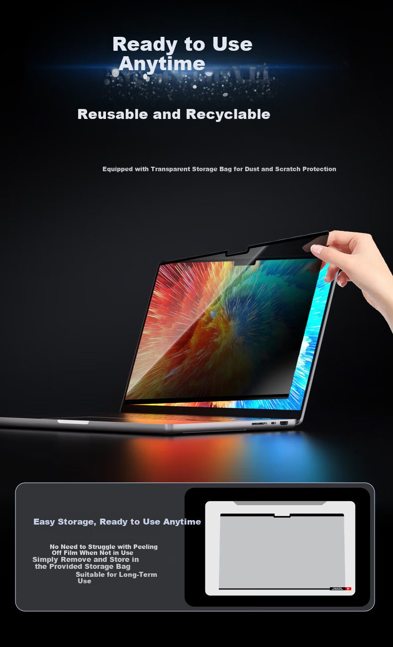 Mryc Magnetic Privacy Screen Protector for MacBook Pro/Air 13.3-inch Laptop Anti-Spy Film Scratch-Resistant Privacy Filter 12