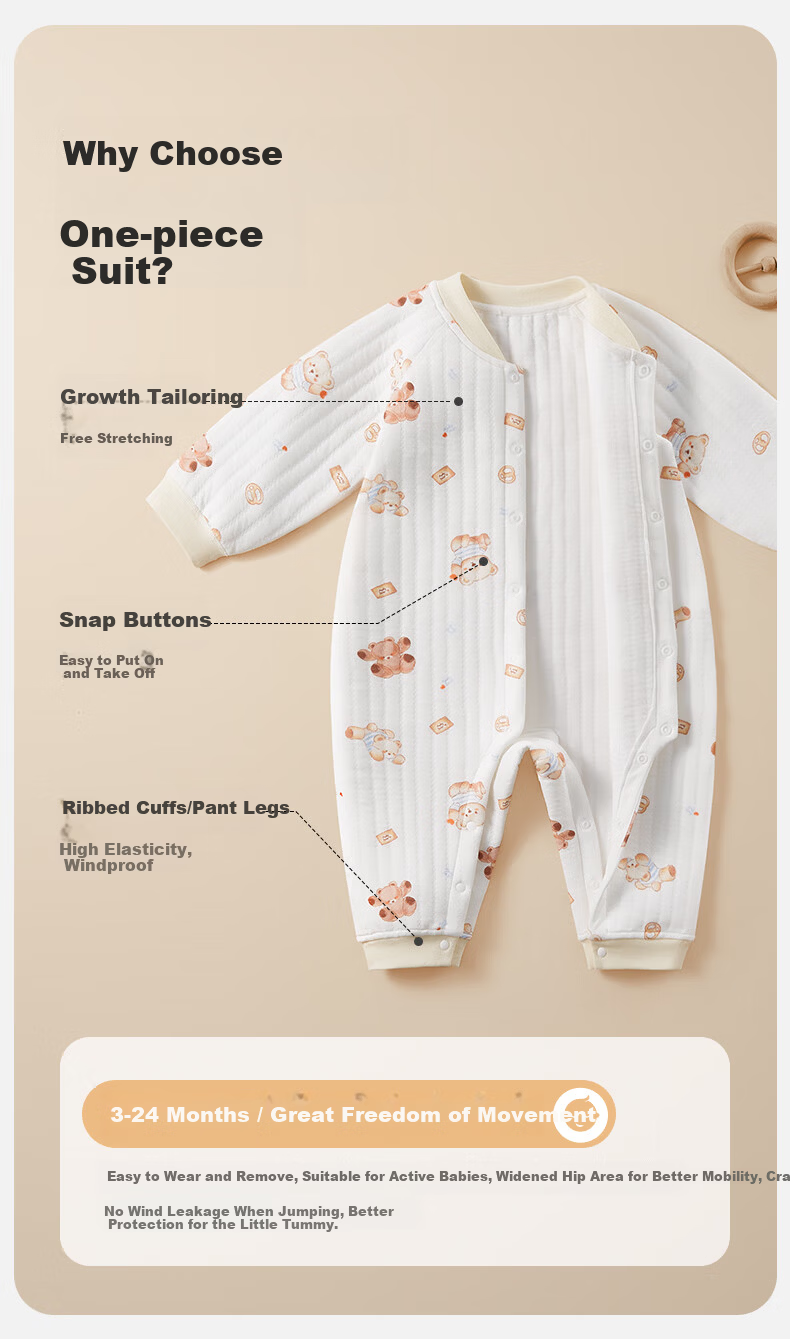 AIBEDILA Baby Romper Spring Air Layer Warm Onesie Infant Bodysuit Jumpsuit 2