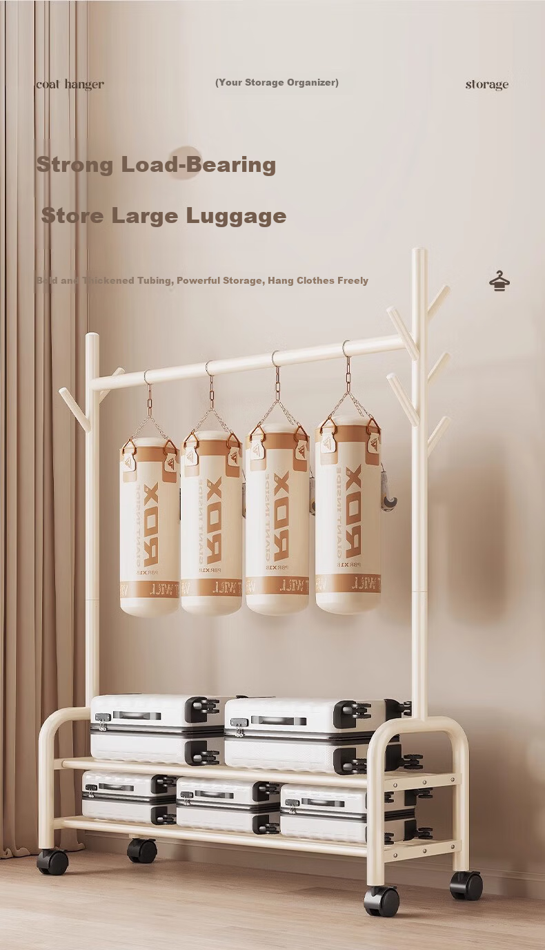 Quanpinwu Floor-Standing Clothes Rack, Bedroom Home Indoor Movable Drying Rack, Storage Hanger, Coat And Hat Stand, Single 150cm 14