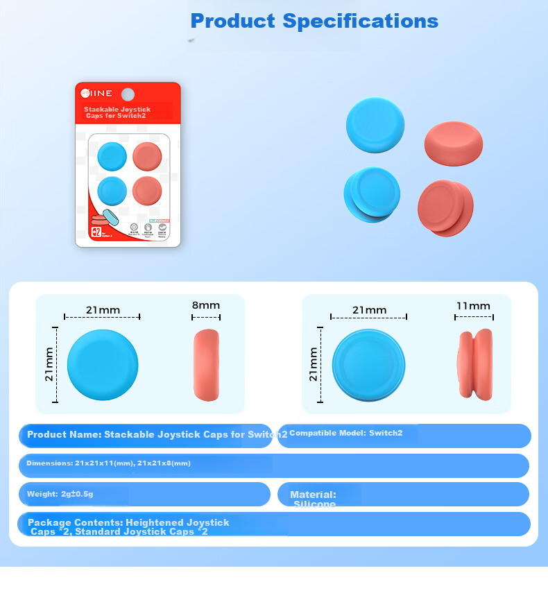 Liangzhi Replacement Joystick Caps for Nintendo Switch OLED Joy-Con Controllers Orange Blue NS2 Accessories L1121 8