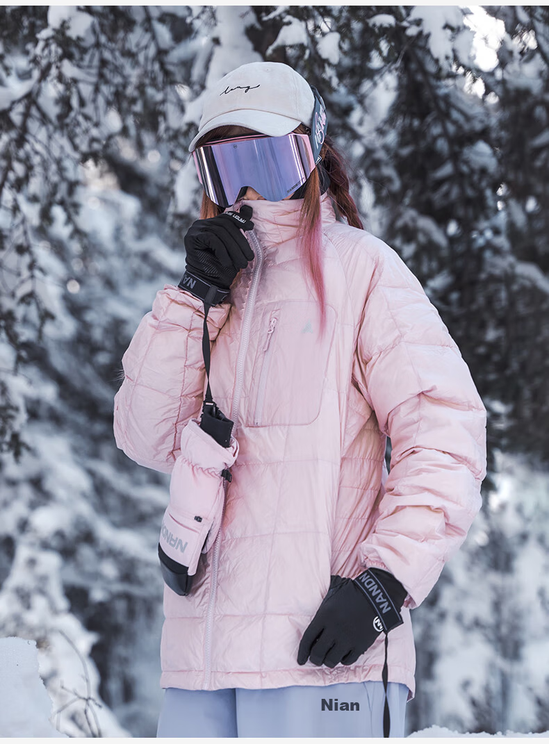 Nan En Ski Goggles Protective Eyewear Women Snowboard Glasses Breathable HD Anti-Fog Flip-Up Men Black Frame Purple 16