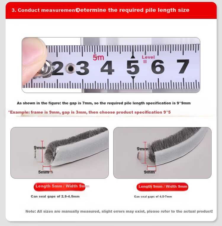 Xiruo Door Gap Sealing Strip Brush for Doors and Windows, Old-style Plastic Steel and Aluminum Alloy Door Gap Slot Brush Strip, Windproof 15