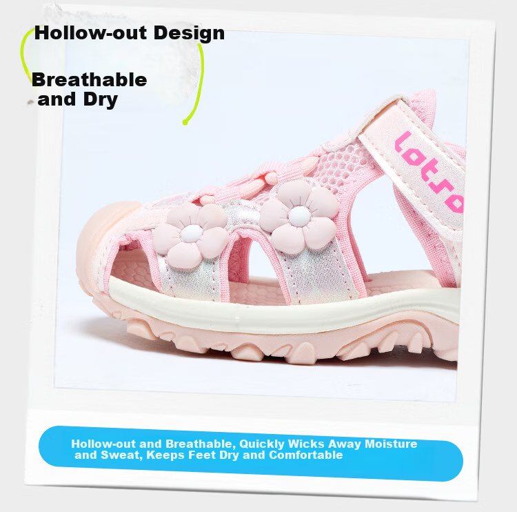 Disney Kids Open-Toe Sandals Girls Outdoor Summer Breathable Beach Shoes Light Purple/Lilac Size 27 6