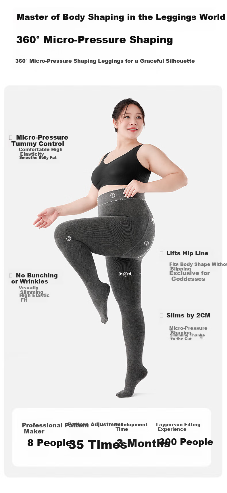 Bonas Plus Size Thickened Fleece-Lined Tights Autumn Winter Slimming Warm Leggings for Women 2