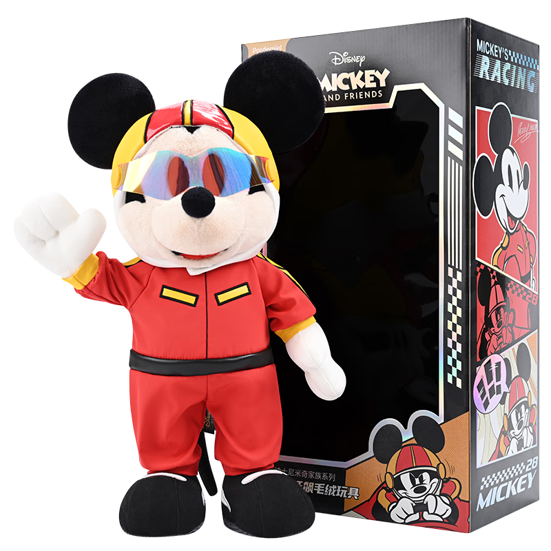 Disney Mickey Speed Racer Poseable Plush Toy Figure Trendy Decoration Boys Birthday Gift