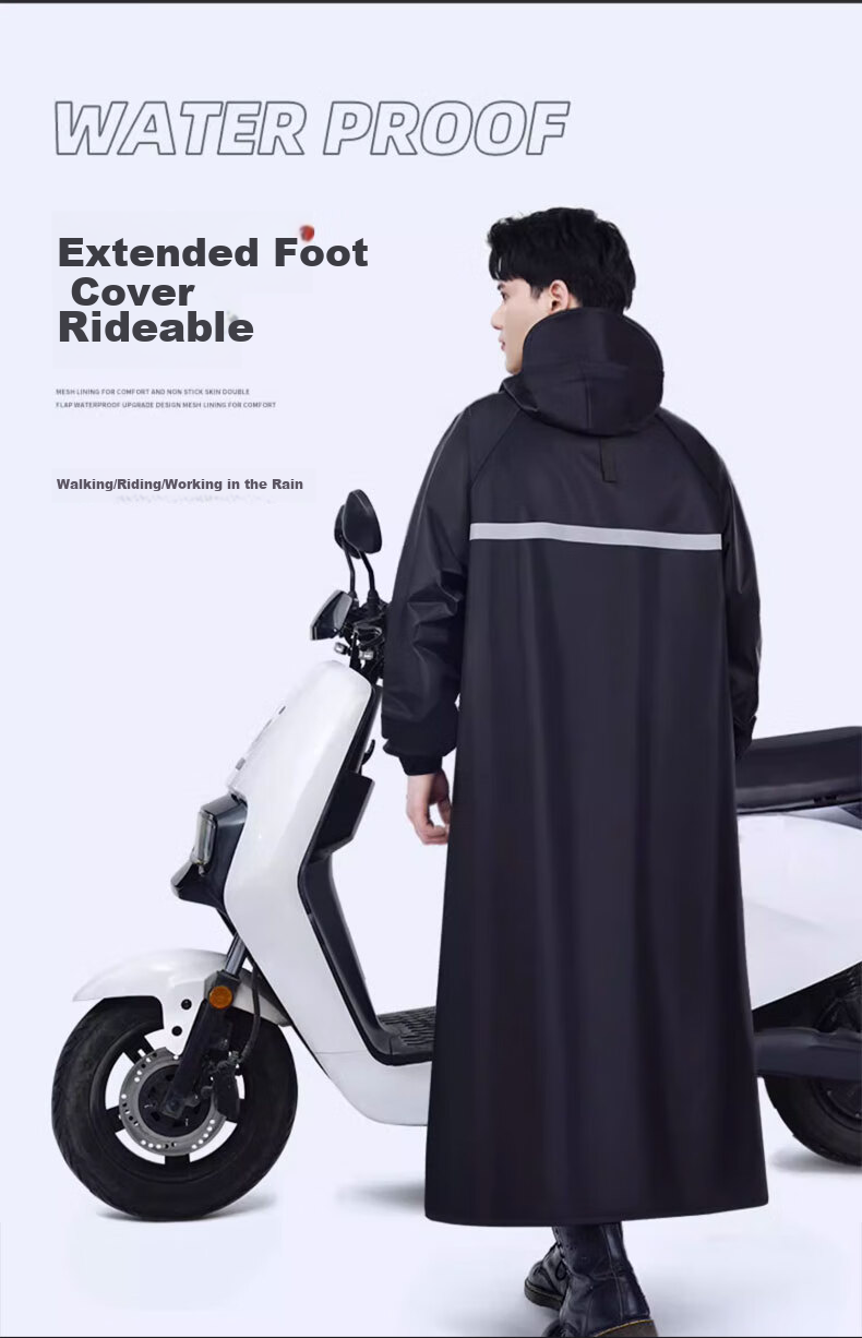 BWNK Long Waterproof Full-Body Raincoat Unisex Adult Outdoor Workwear Reflective Rain Poncho 3