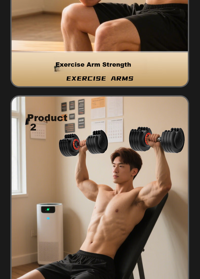 HUAYA Adjustable Dumbbell Men’s Quick-Adjust Hand Weight 11.5kg Home Strength Training Fitness Equipment 7