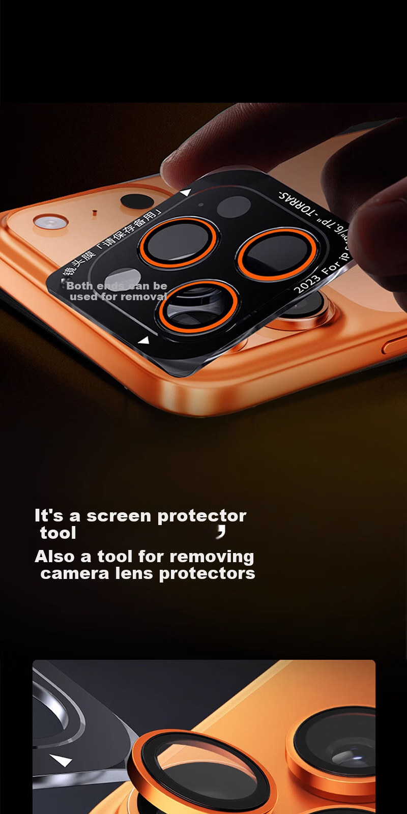 Torras [Schott Glass Substrate | AR Anti-Reflective] Compatible with iPhone 17 Pro Max Camera Lens Tempered Protective Film 3-Pack [Starry Orange] 7