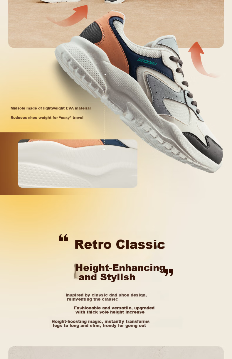 Jordan Little Millennium Women's Sneakers Fleece-lined Casual Retro Dad Shoes Lightweight Thick-soled Height-increasing Running Shoes for Women 11