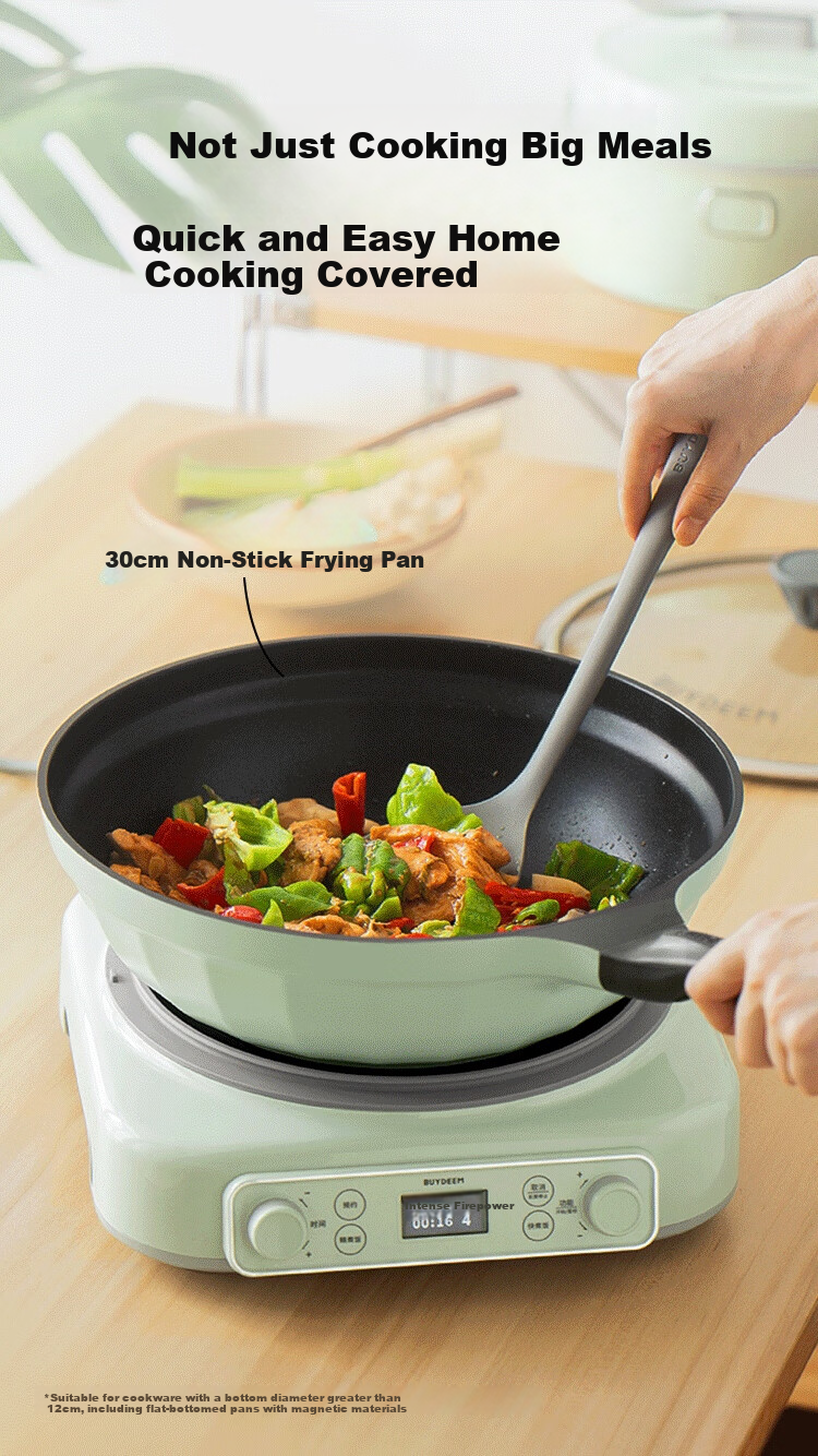Buydeem Rice Cooker, Home Use Detachable Multi-Functional Large Capacity Cooking Pot, IH Heating Non-Stick Inner Pot, 2-5 People [Xiao Ge Huang] Rice Cooker + Barbecue Pot + Hot Pot, 3L 13