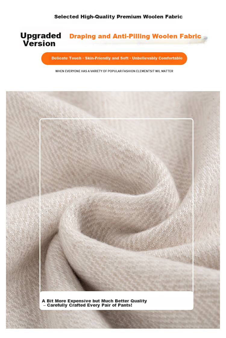 Langsha Wool Blend Wide-Leg Pants for Women Spring Autumn 2026 New Fleece-Lined Herringbone High-Waist Relaxed Trousers 8