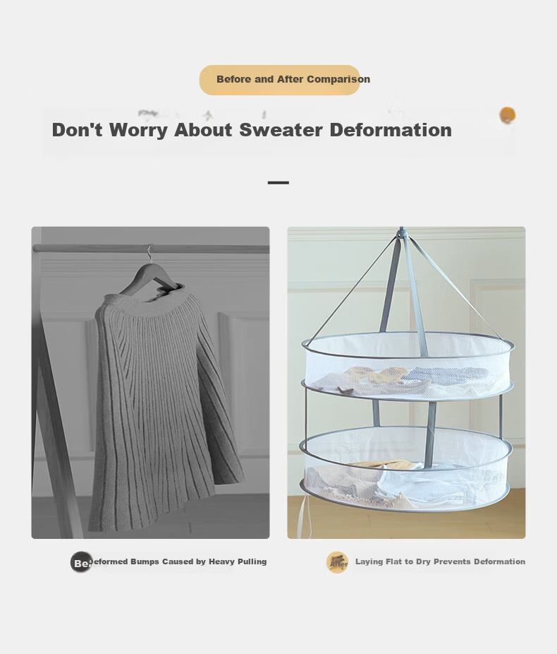 Grace Clothes Drying Net Rack Basket Flat Drying Net Anti-Deformation Sweater Underwear Socks Large Double-Layer 3