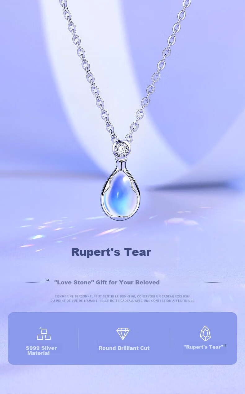 Mini&yaya Rupert's Tear Sterling Silver Necklace for Women Best Friend Pendant Niche Design Premium Feel Valentine's Day Gift 1