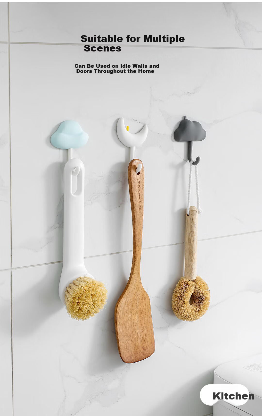 Set of 4 Morandi Suction Cup Hooks, No-Drill Strong Load-Bearing Removable Adhesive Towel Rack Hooks for Kitchen and Bathroom 9