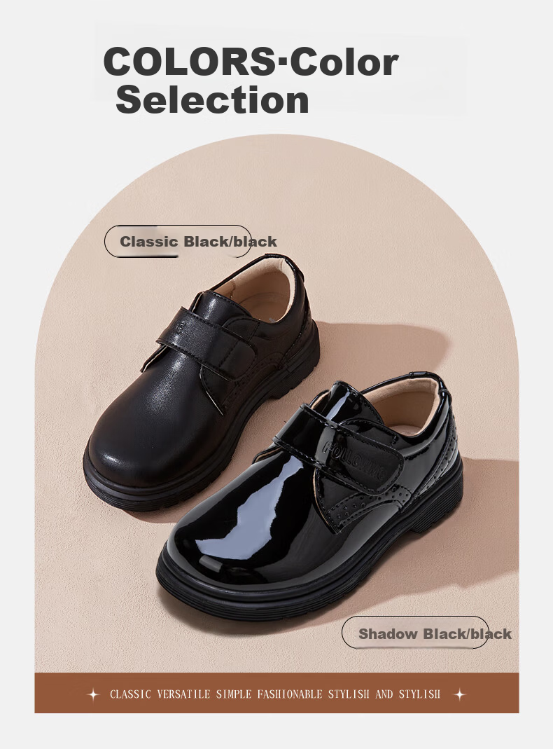 Follow Me Boys Leather Shoes Spring And Autumn Children's Soft-Soled Student Campus Performance Shoes Boys' Flats Black 32 4