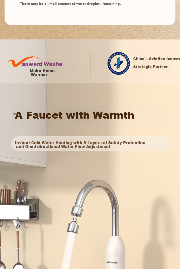 Vanward Instant Electric Water Heater Faucet Quick Heating Hot Water Universal Swivel Faucet Dual Use Hot and Cold Thermostatic Kitchen Bathroom Balcony Digital Display Household Small Water Heater 19 3