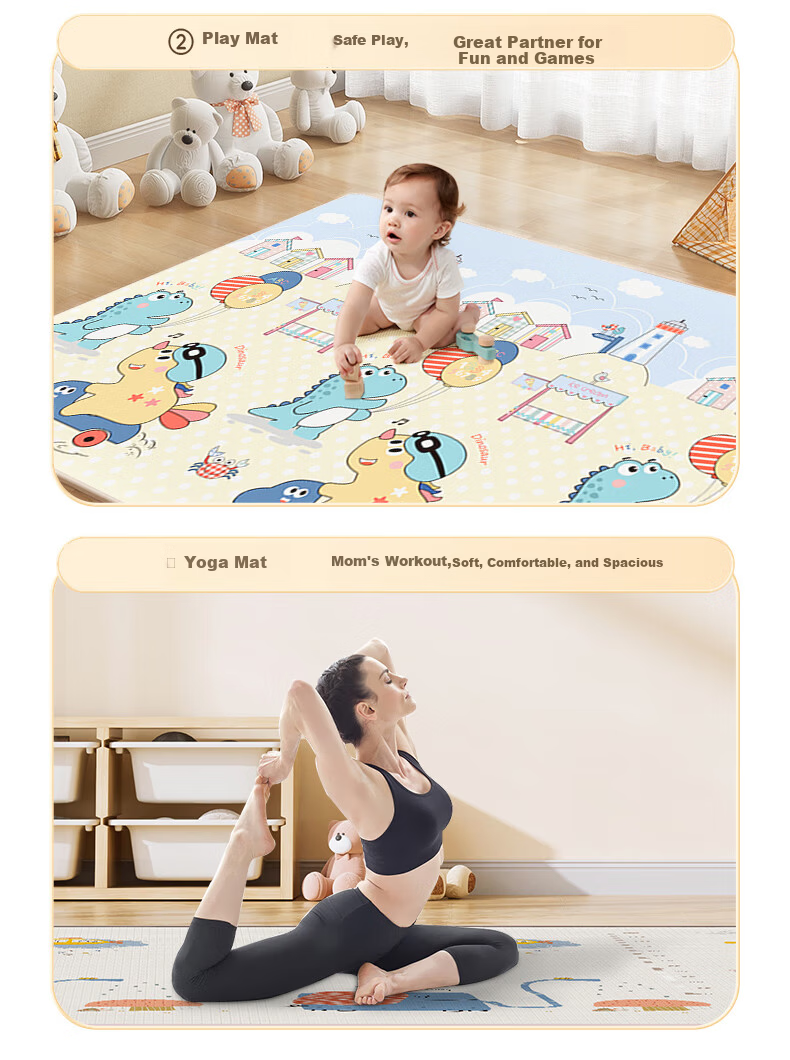Tamengyu Double-Sided Thickened Baby Crawling Mat Non-Slip Children's Play Mat 2cm Thick Holiday Gift 12
