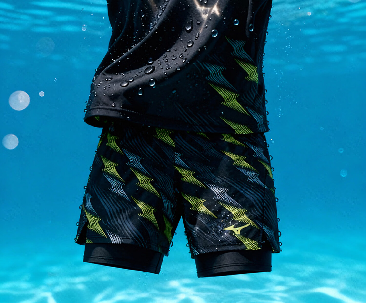 MIZUNO Kids Boys Two-Piece Quick-Dry Baby Beginner Surfing Swimsuit Sun Protection Swimming Gear GC412 Black Yellow 120 6