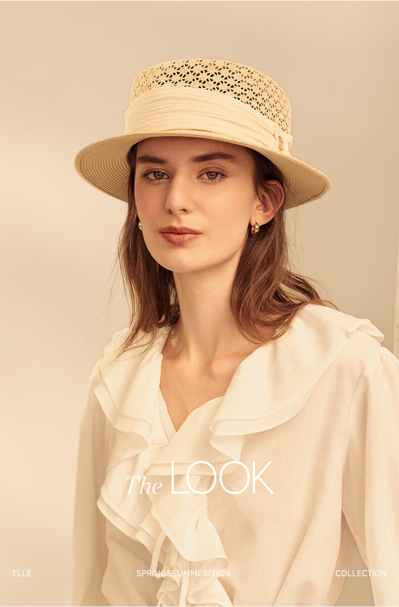 ELLE Women's French Elegant Straw Sun Hat UV Protection Beach Hat Slim Face 2