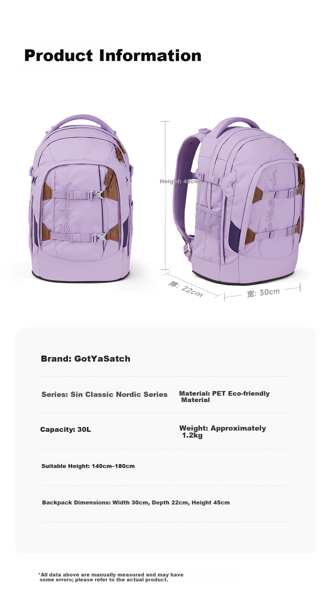 GotYaSatch School Backpack for Primary and Secondary Students Large Capacity German Ergonomic Double Shoulder Bag 13