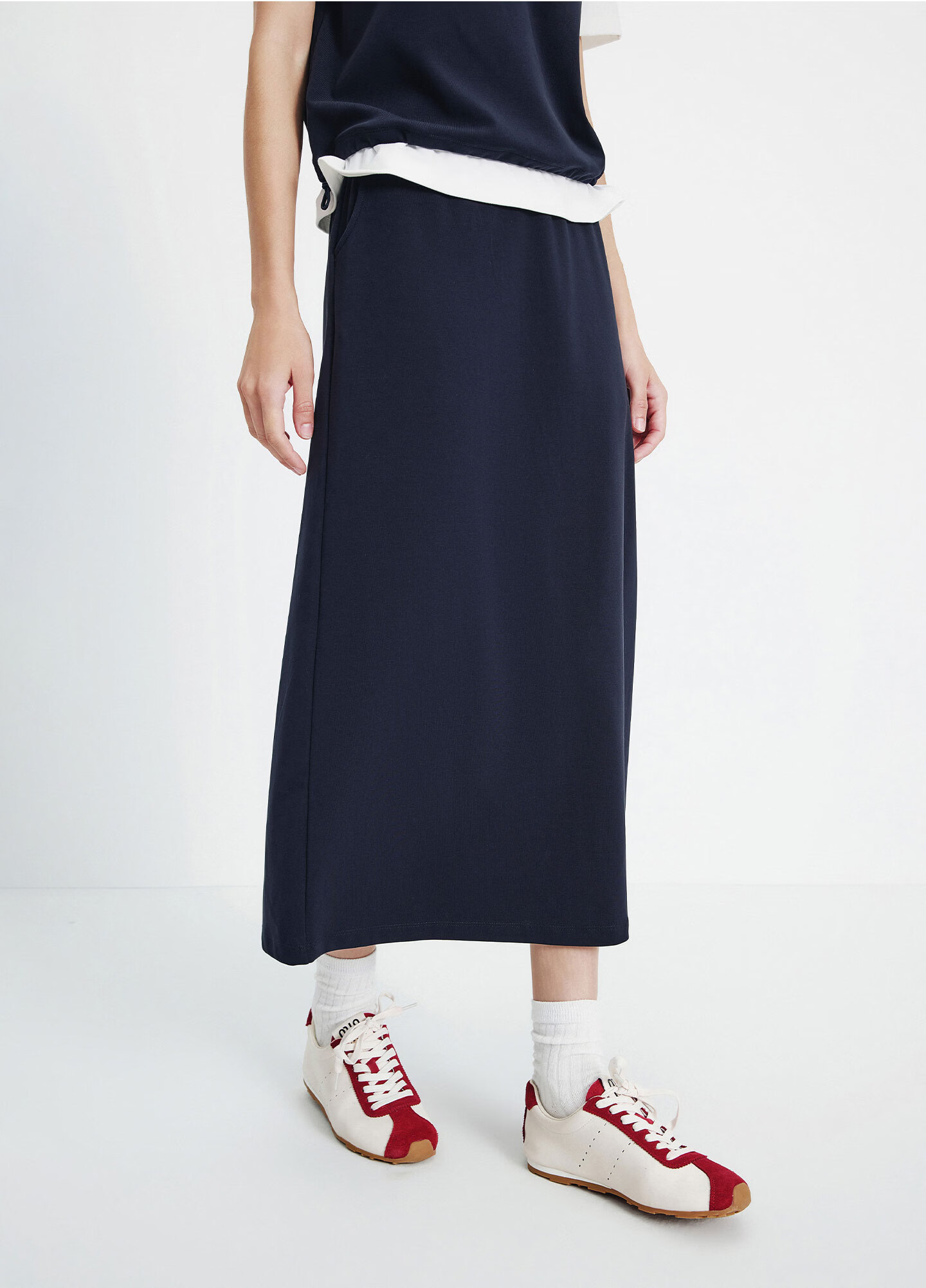 Navigare Italy Small Sailboat 26 New Casual Women's Half Skirt with Back Slit Commuter Versatile Long Skirt 2312876513 11