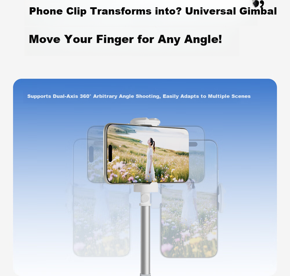 K&F CONCEPT Mobile Phone Selfie Stick Tripod AI Stand Portable Travel Selfie Tool 360-Degree Rotating Fully Automatic Multifunctional Portable Concert Shooting 12