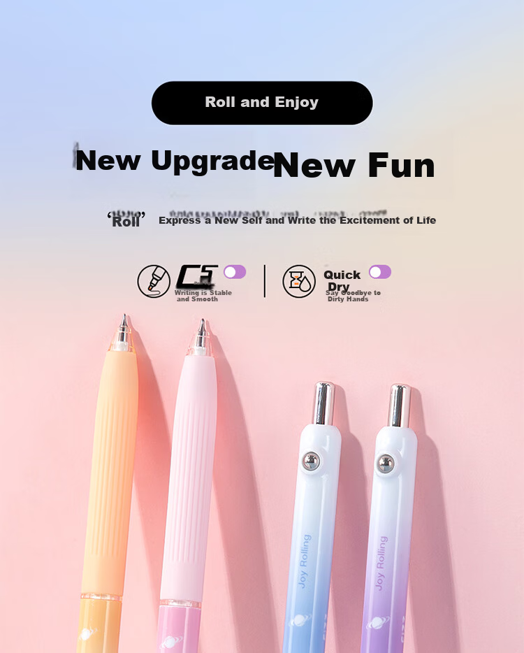 Fizz Colorful Stress-Relief Click Ballpoint Pen 0.5mm Quick-Dry Dual Ballpoint Soft Rubber Large Capacity Office Signature Pen Exam Brush Pen 1-Pack B73011 Purple 1