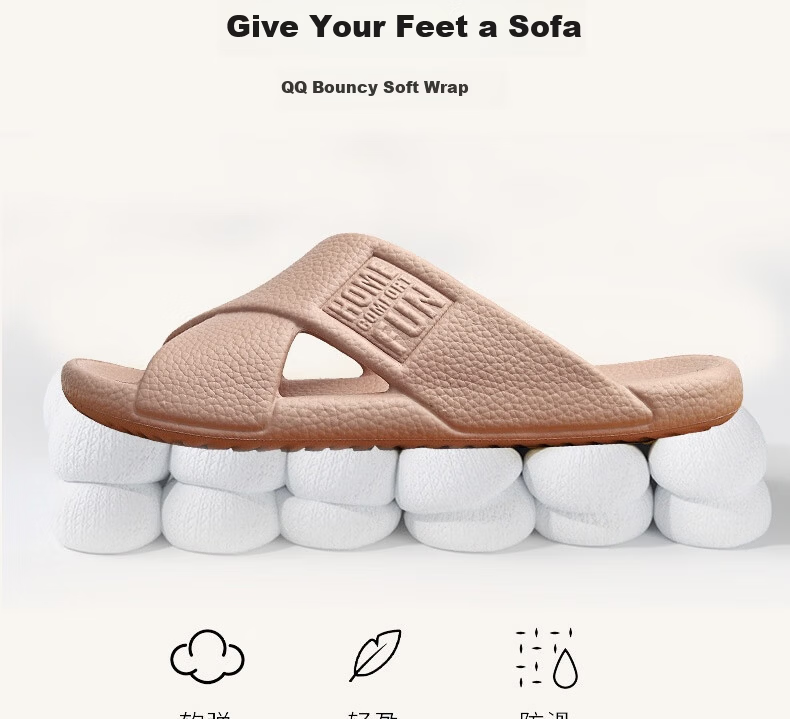 Huameijianbu Cross Mocha Slippers, Couples Bathroom Indoor Outdoor Thick Soft Sole Non-Slip Sandals HM600, Pink, Size 39-40 7