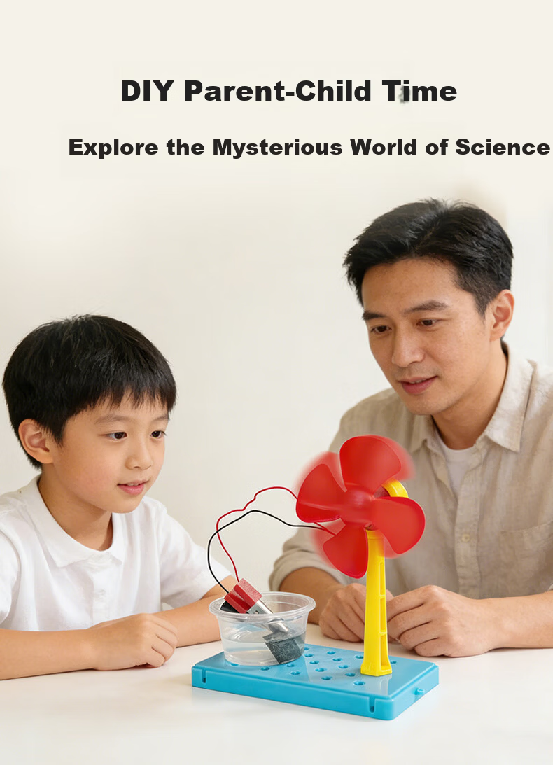 Big Eye Little Baby Saltwater Electric Fan Steam Science Experiment Kit Children's DIY Craft Toy Gift for Boys and Girls 4