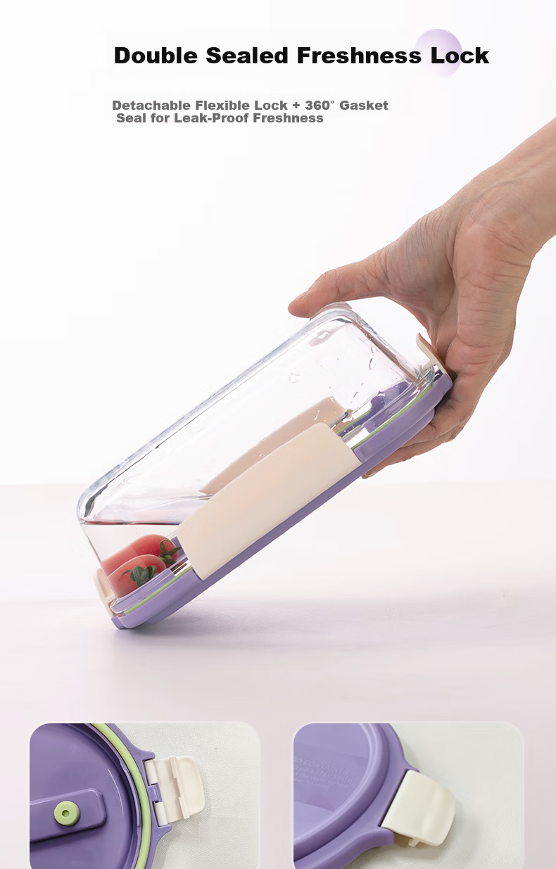 Anmai Borosilicate Heat-Resistant Glass Food Storage Container, 1080ml, Lunch Box, Refrigerator Organizer, Meal Box, S1856 Purple 4