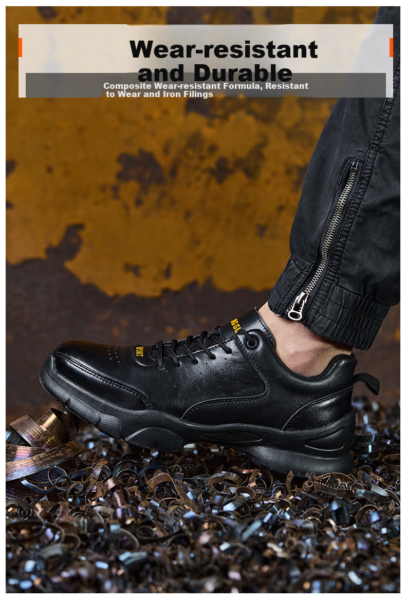 Dinggu Men's Safety Work Shoes Steel Toe Leather Lightweight Anti-Smash Anti-Puncture JD1705 Black K38 5