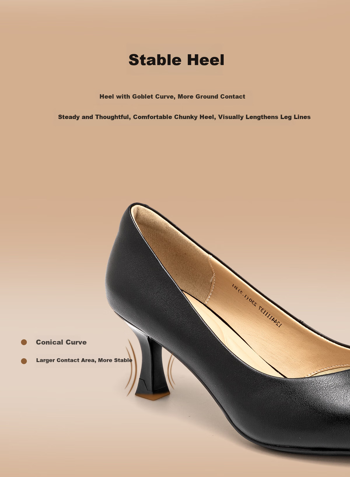 Aokang Official Women's Leather High Heels, Black Thin Heel Professional Work Shoes, OL Pointed Toe Low-Cut Pumps, Size 35 12
