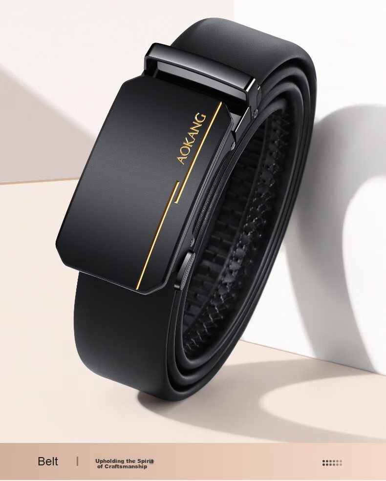 Aokang Genuine Leather Men's Business Casual Automatic Buckle Commuter Belt New Year Gift for Men 2