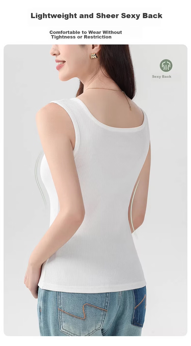 GUJIN 92% Cotton Wide Shoulder Women's Tank Top Camisole No Chest Pad Base Layer Shirt Outerwear Blazer Inner Wear M 5