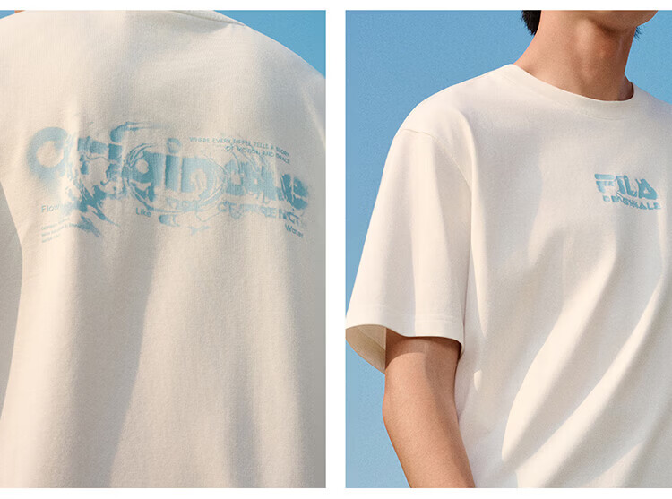 FILA Official Yi Yangqianxi Men's Knitted Short Sleeve Shirt 2026 Summer Casual Loose Cool Round Neck T-Shirt 17