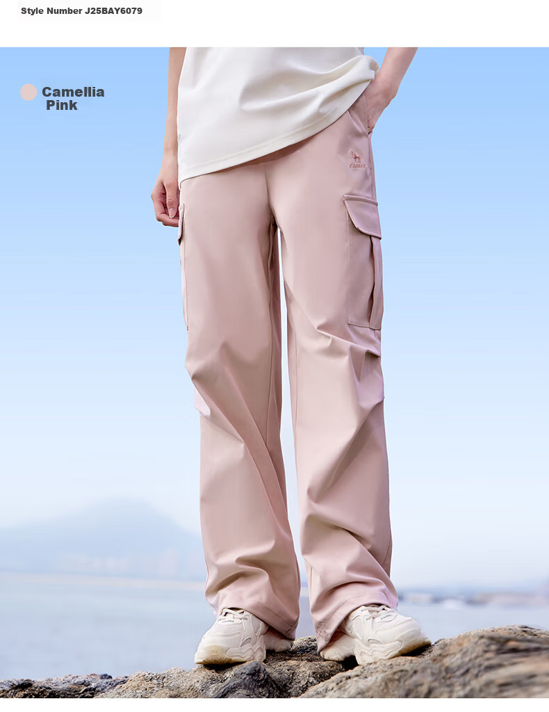 CAMEL Quick-Dry Workwear Women's Outdoor Hiking Travel Casual Woven Pants J25BAYL6079 Camellia Pink L 26