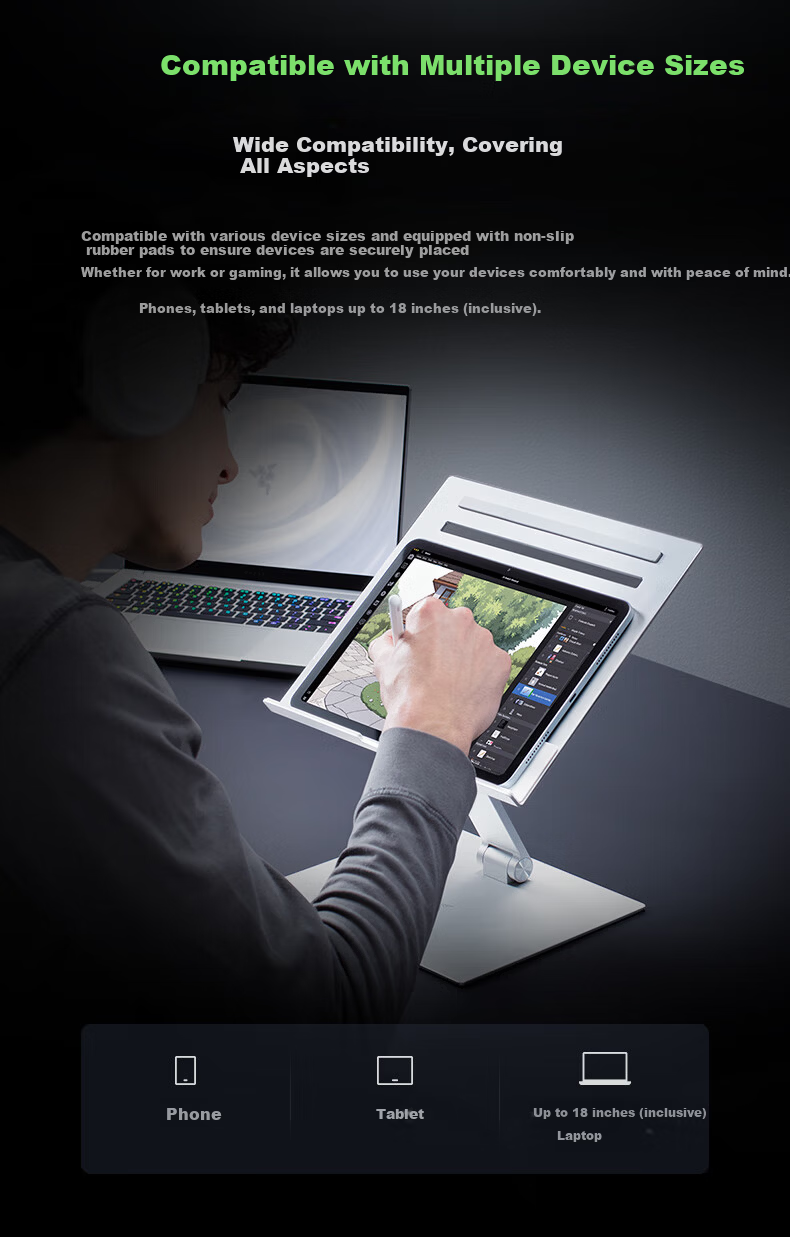 Razer Laptop Stand Tablet Riser Cooler Floating Rotating Adjustable Mercury 3
