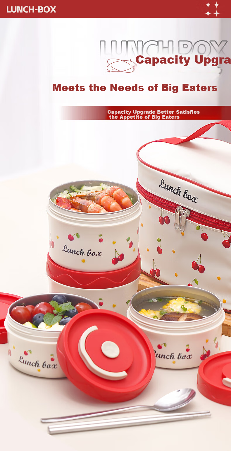 PAKCHOICE Insulated Lunch Box for Office Workers, 316 Stainless Steel Microwaveable Multi-layer Portable Bento Box for Students 8