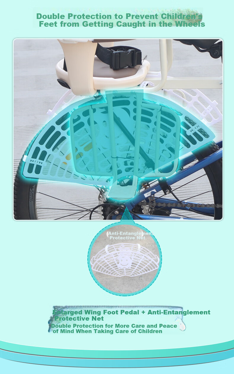 Osage E28 Black Bicycle Rear Child Seat Commuter Bike Rear Baby Seat Full Enclosure Guardrail for Kids Transportation 3