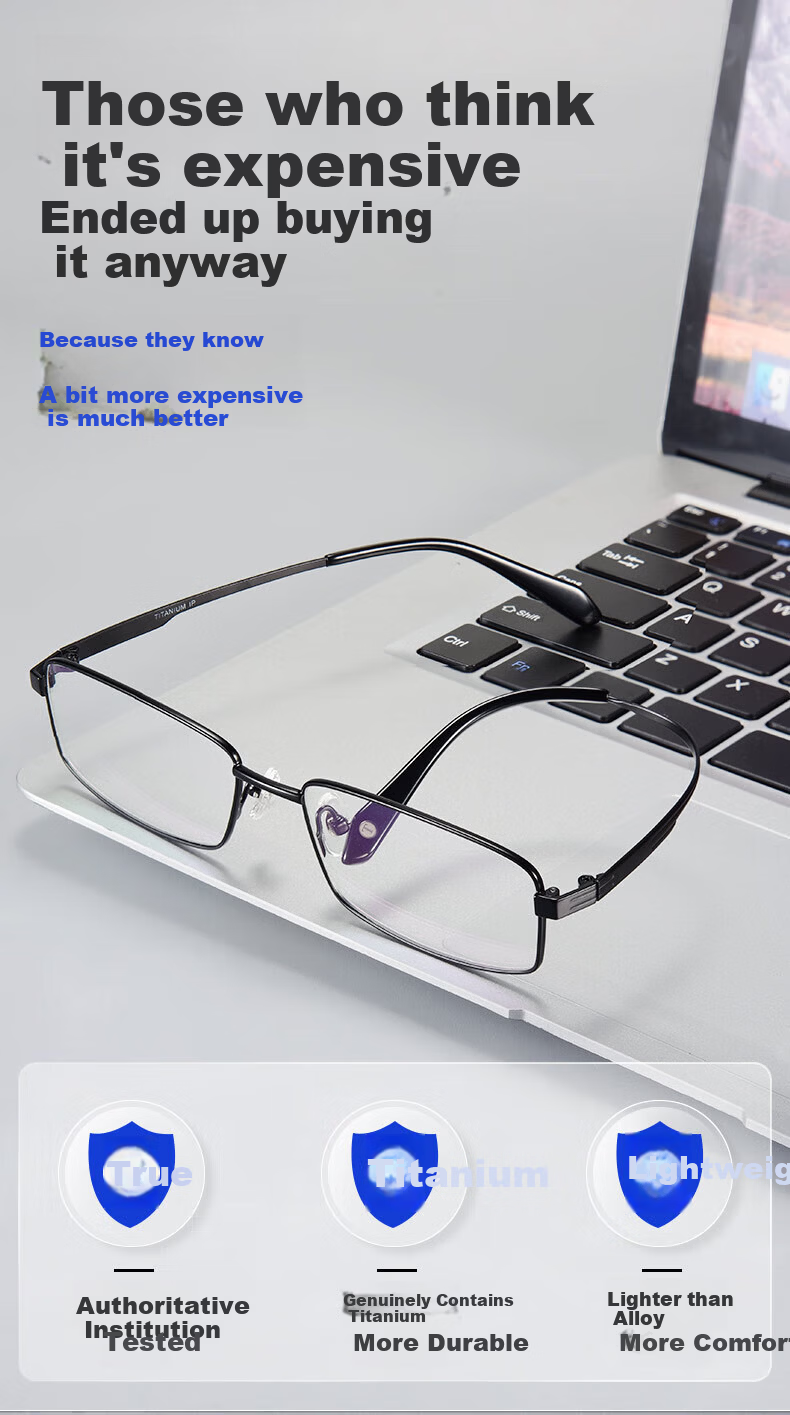Chuangguo Japan Daiming High-End Pure Titanium Men's Reading Glasses HD Genuine Blue Light Blocking Top Ranked Brand 9