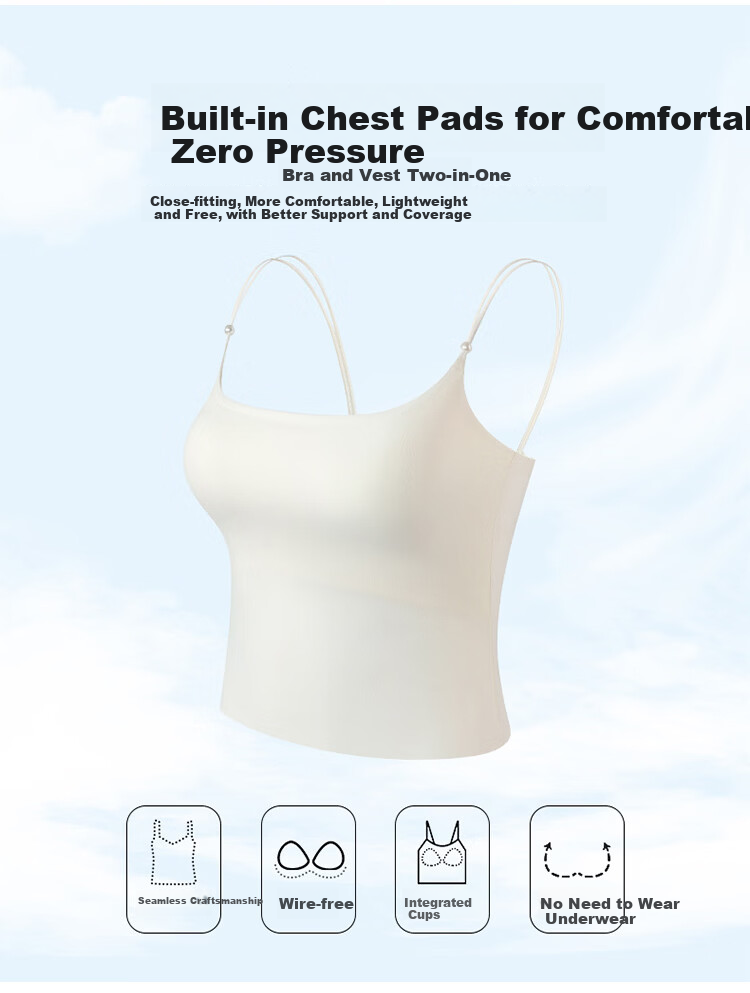 Langsha Camellia Fragrance Pearl Strap Vest with Chest Pad, Ice Silk Cool Backless Summer Bra for Women 3