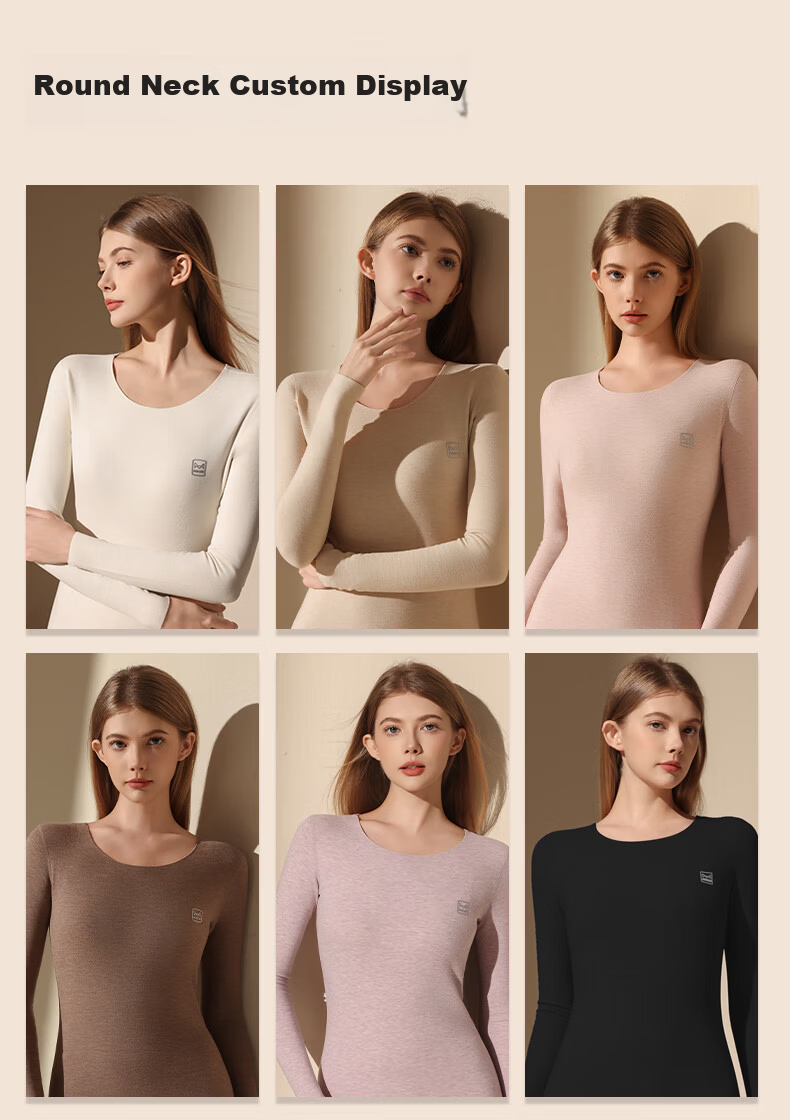 MiiOW 【Goose Down Silk】2025 New Warm Underwear Women's Half High Collar Cashmere Thermal Thickened Autumn Clothes Autumn Pants Set 12