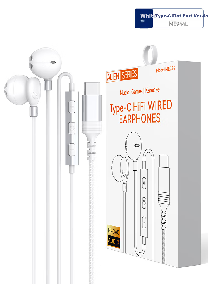 DOOSEYUON Wired Semi-In-Ear Earphones with In-Line Control, 3.5mm Jack, White, Compatible with Computers, Laptops, and Mobile Phones 6