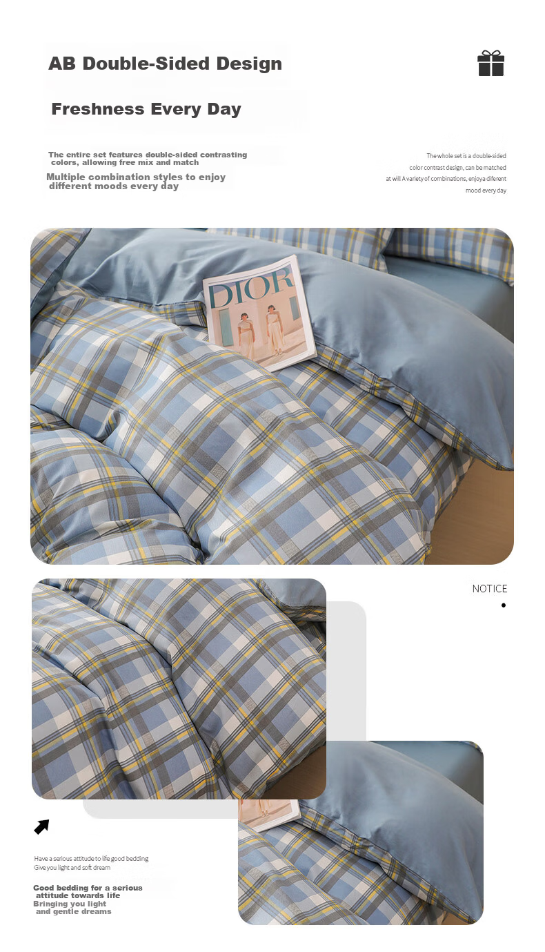 Jinhao Pure Cotton Quilt Cover A-Class Antibacterial Mite-Resistant 100% Cotton Duvet Cover for Double Bed 180*220 Lavender 4